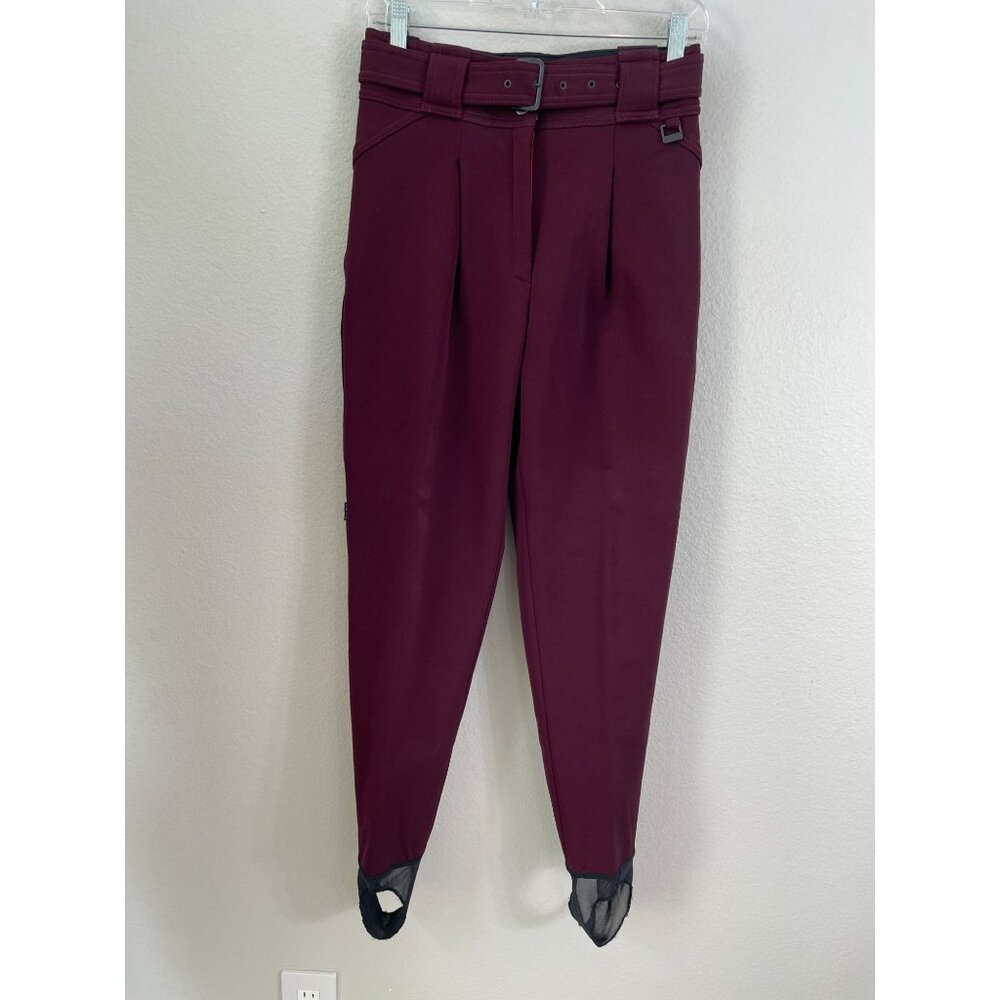 Head Sportswear Womens 10 Pleated Belted‎ Burgundy Ski Pants Stirrups